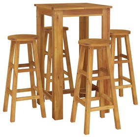 5 pcs conjunto de bar para jardim madeira de acácia maciça