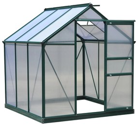 Estufa de Jardim 2x2,m de Policarbonato e Alumínio Estufa com Clarabóia Proteção UV 30 e Base 3,65 m² para Vasos Cultivos de Plantas e Flores Transpar
