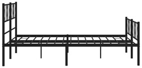 Estrutura de cama com cabeceira e pés 140x190 cm metal preto