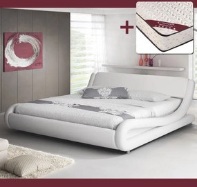 Cama "Lorenzo" - 120x190 cm - Branco - Polipele PU - Somier Incluído -