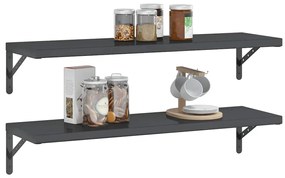 Prateleiras de parede 2 pcs 100x30x3 cm aço inoxidável prateado