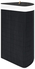 Cesto de canto para roupa suja 60 L bambu preto