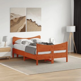 Cama sem colchão 120x190 cm madeira pinho maciça castanho-mel