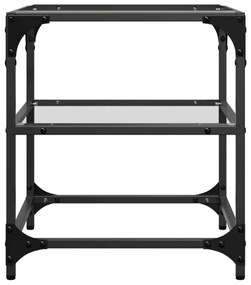 Mesas de centro c/ topo vidro transparente 2 pcs 40x40x45cm aço