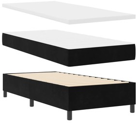 Camas Box Spring vidaXL com Colchão Preto 90x200 cm Veludo