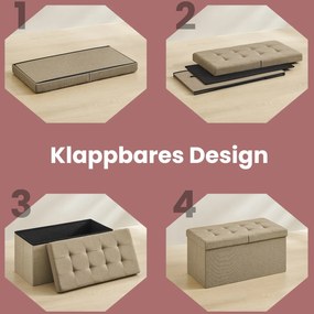 Banco com espaço de arrumação, arca de assento rebatível, 38 x 76 x 38 cm Castanho camel