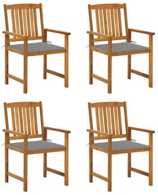 vidaXL Cadeiras de jardim c/ almofadões 4 pcs madeira de acácia maciça