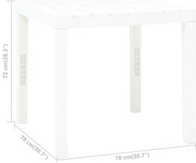 Mesa de jardim 78x78x72 cm plástico branco