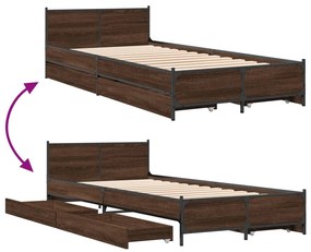 Estrutura cama c/ gavetas derivados madeira carvalho castanho