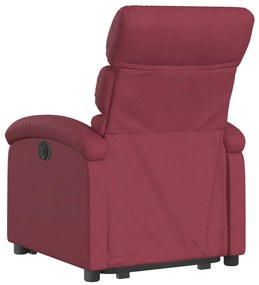 Poltrona reclinável elevatória elétrica tecido vermelho-tinto