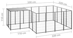 Canil para cães 6,05 m² aço preto