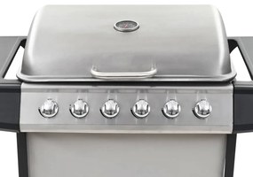 Grelhador/BBQ a gás 6 zonas de cozinhar aço inoxidável prateado