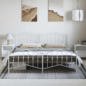 Estrutura de cama com cabeceira e pés 183x213 cm metal branco