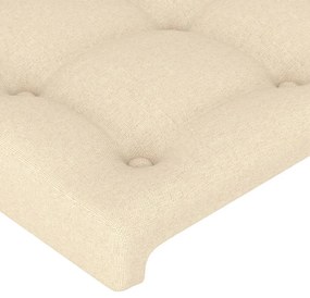 Estrutura de cama c/ cabeceira tecido cor creme 90x190 cm