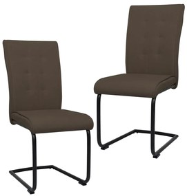 vidaXL Cadeiras de jantar cantilever 2 pcs tecido castanho