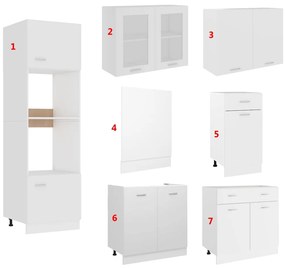7 pcs conjunto armários de cozinha derivados de madeira branco