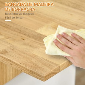 HOMCOM Móvel Ilha de Cozinha Carrinho de Cozinha com Laterais Abatíveis 3 Prateleiras Abertas e Suporte para Facas para Sala de Jantar Restaurante