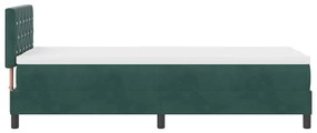Cama Box Spring com Colchão e LED Verde Escuro 80x200 cm Veludo