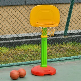 Cesto de Basquetebol Infantil para Crianças acima de 3 anos Altura Ajustável 2 Bolas e Inflador 52,5x44x120-160cm Amarelo Verde Vermelho