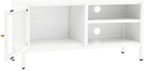 Móvel de TV 90x30x44 cm vidro e aço branco
