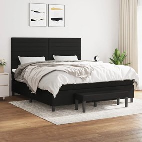 vidaXL Cama com molas/colchão 180x200 cm tecido preto