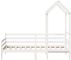 Sofá-cama com telhado 90x200 cm madeira de pinho maciça branco