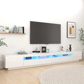 3081930 vidaXL Móvel de TV com luzes LED 300x35x40 cm branco brilhante
