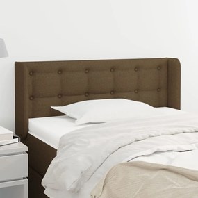 Cabeceira de cama c/ abas tecido 93x16x78/88 cm castanho-escuro