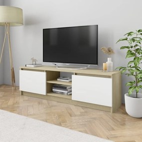 vidaXL Móvel TV 120x30x35,5cm contraplacado cor branco/carvalho sonoma