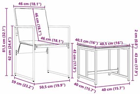 Conjunto de Jantar para Jardim vidaXL com 16 Peças e Almofadas em Aço