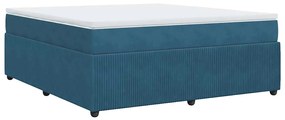 Cama com molas/colchão 180x200 cm veludo azul-escuro