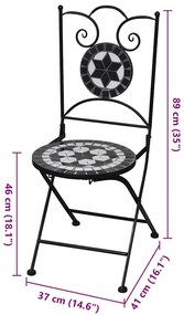 Cadeiras de bistrô dobráveis 2 pcs cerâmica preto e branco