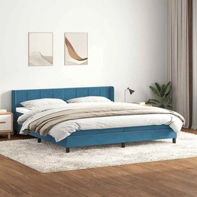 vidaXL Cama com molas/colchão 180x220 cm veludo azul-escuro