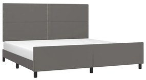 Estrutura cama c/ cabeceira 200x200cm couro artificial cinzento