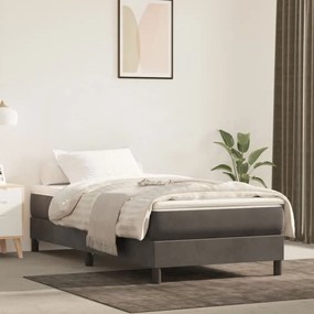 Estrutura de cama com molas 90x200 cm veludo cinzento-escuro