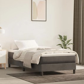 vidaXL Estrutura de cama com molas 90x200 cm veludo cinzento-escuro