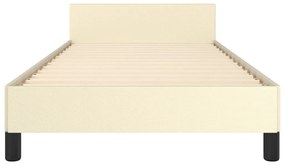 Estrutura de cama c/ cabeceira couro artificial 90x190 cm creme