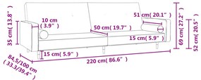 Sofá-cama 2 lugares com duas almofadas veludo cinzento-claro