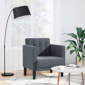 Poltrona com apoio de braços 53 cm veludo cinzento-escuro