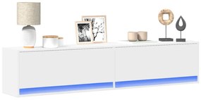 Móvel de parede para TV com luzes LED 180x31x38 cm branco