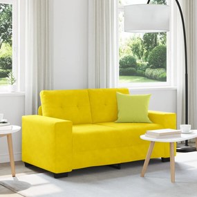 Sofá Loveseat vidaXL Amarelo 120 cm em Veludo