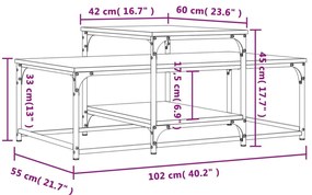Mesa de centro 102x60x45 cm derivados madeira carvalho fumado