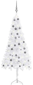 3077970 vidaXL Árvore Natal artif. canto c/ luzes LED/bolas 210 cm PVC branco