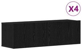 Estante de TV 4 Peças - Montada na Parede em Carvalho Preto