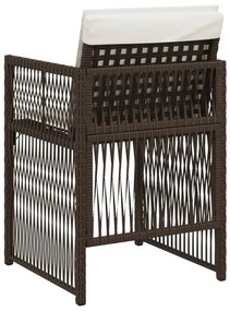 Cadeiras de jardim com almofadões 4 pcs vime PE castanho