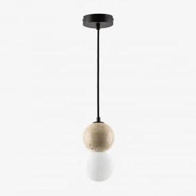 Lâmpada De Teto Ø10 Cm Em Travertino Com Bola De Cristal Davise Preto - Sklum