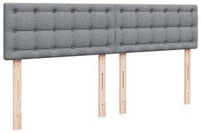 Cama com molas/colchão 200x200 cm tecido cinza-claro