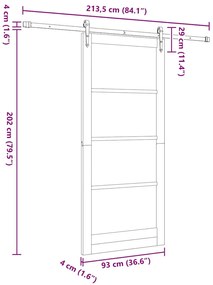 Porta Deslizante vidaXL com Conjunto de Ferragens "ORKDAL" Branca 93x2