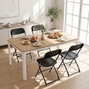 Conjunto de 4 Cadeiras de Jantar Dobráveis (MESA NÃO INCLUIDA), 44 x 49 x 80 cm, Encosto Inclinado, Preto