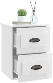 Mesa de cabeceira de parede 41,5x36x53 cm branco brilhante